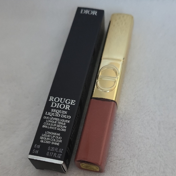 NEW~ DIOR Rouge Dior Sequin Liquid Duo - Limited Edition ~ 420 Pink Star - Picture 7 of 9
